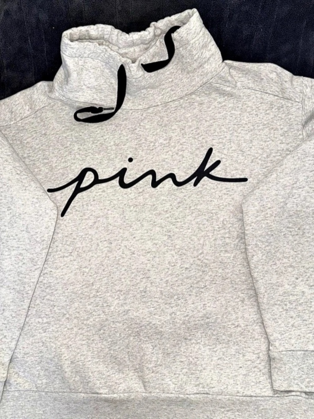 PINK Logo Mock Neck Sweatshirt Gray Large